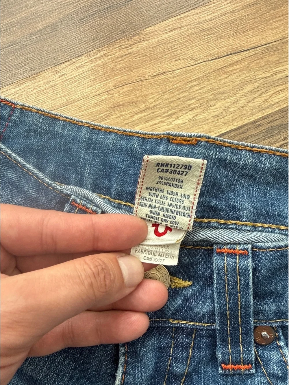 True Religion Jeans Womens 29 Made in USA Horseshoe Straight Leg Blue Denim